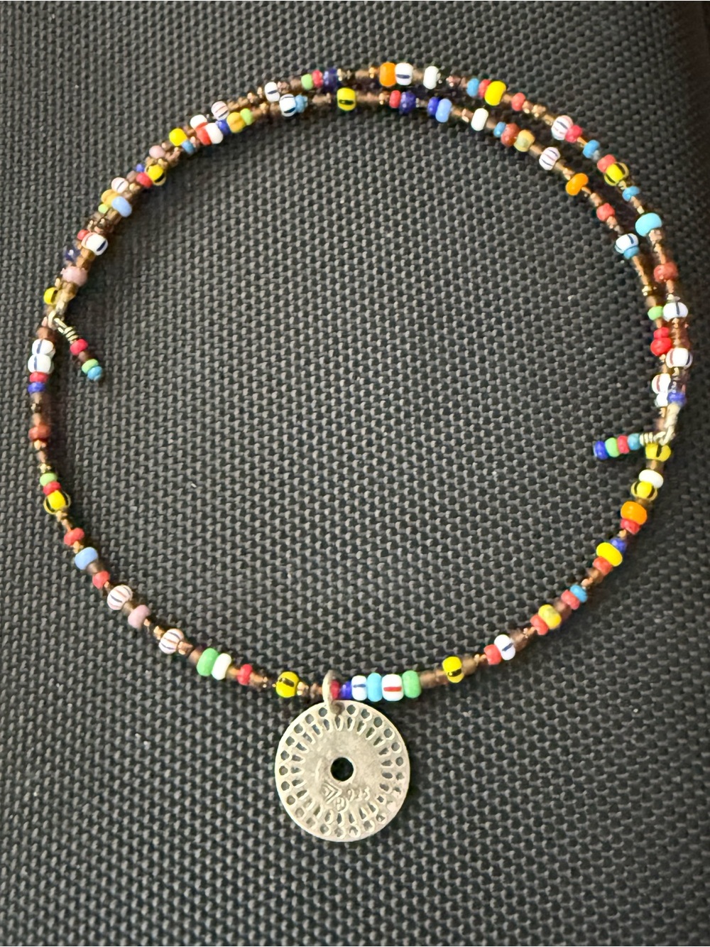 Y2K‎ Multicolor Beaded Choker with Silver .925 Pendant